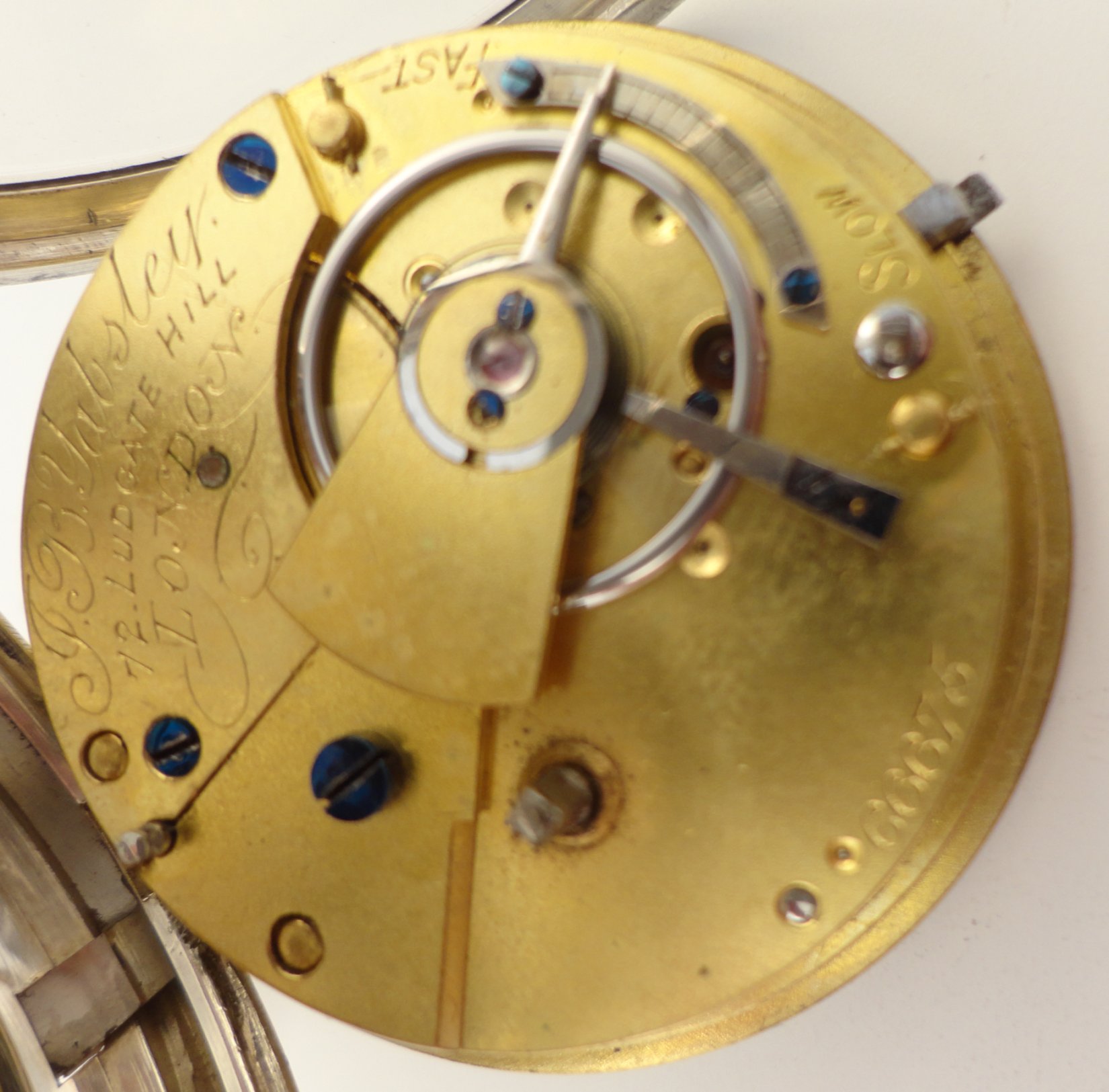 Antique silver fusee movement, pocket watch. Hallmarked London 1881